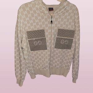 Source Unknown Beige Patterned Hoodie